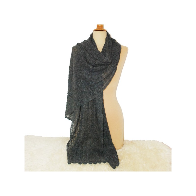 Echarpe NAZCA baby alpaga ultra soyeux GRIS Echarpe NAZCA baby alpaga ultra soyeux GRIS