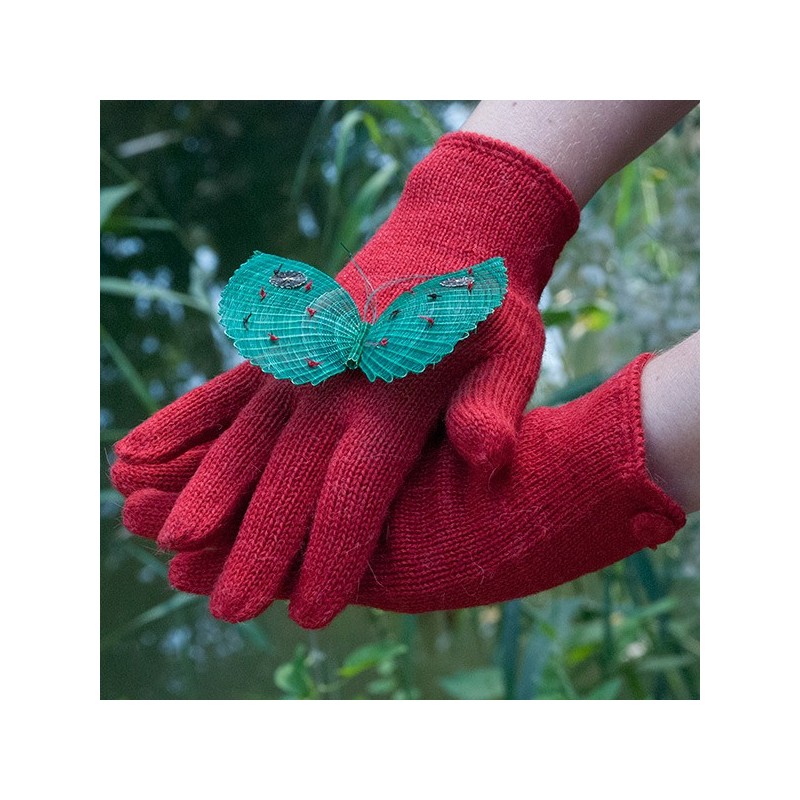 Gants PISAC en baby alpaga ROUGE