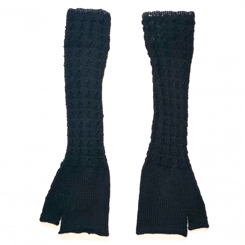Mitaines extra longues en baby alpaga NOIR Mitaines extra longues en baby alpaga NOIR