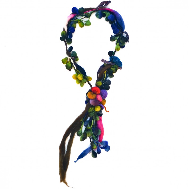 Collier sautoir en laine vierge de Patagonie BLEU VERT Collier sautoir en laine vierge de Patagonie BLEU VERT