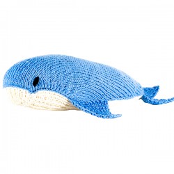 Baleine bleue tricotée main en coton organique