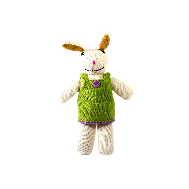 Lapin fille tricotée main en coton organique Lapin fille tricotée main en coton organique
