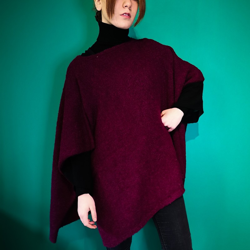 PONCHO BARRANCO baby alpaga AUBERGINE PONCHO BARRANCO baby alpaga AUBERGINE