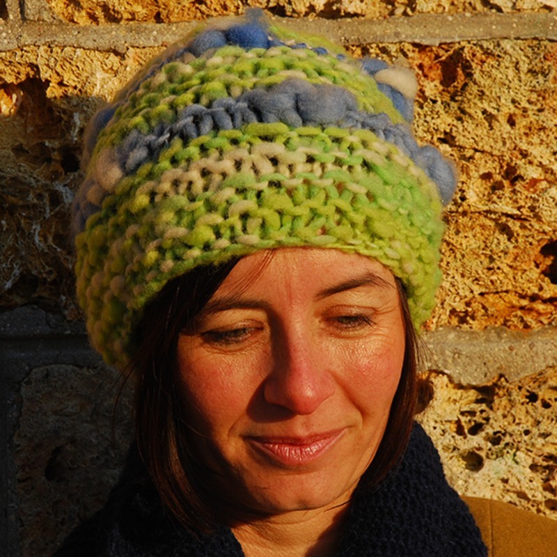 Bonnet à pompon tricoté à la main pour homme, 100 % laine, fil