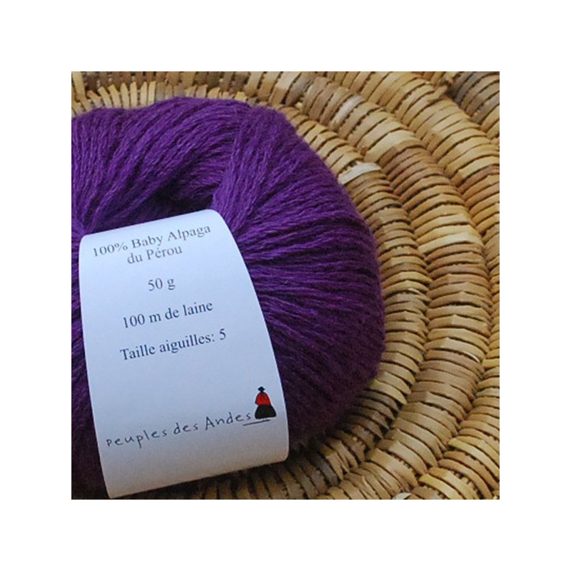 Pelote Laine Baby Alpaga des Andes 100% - aiguilles 5 VIOLET