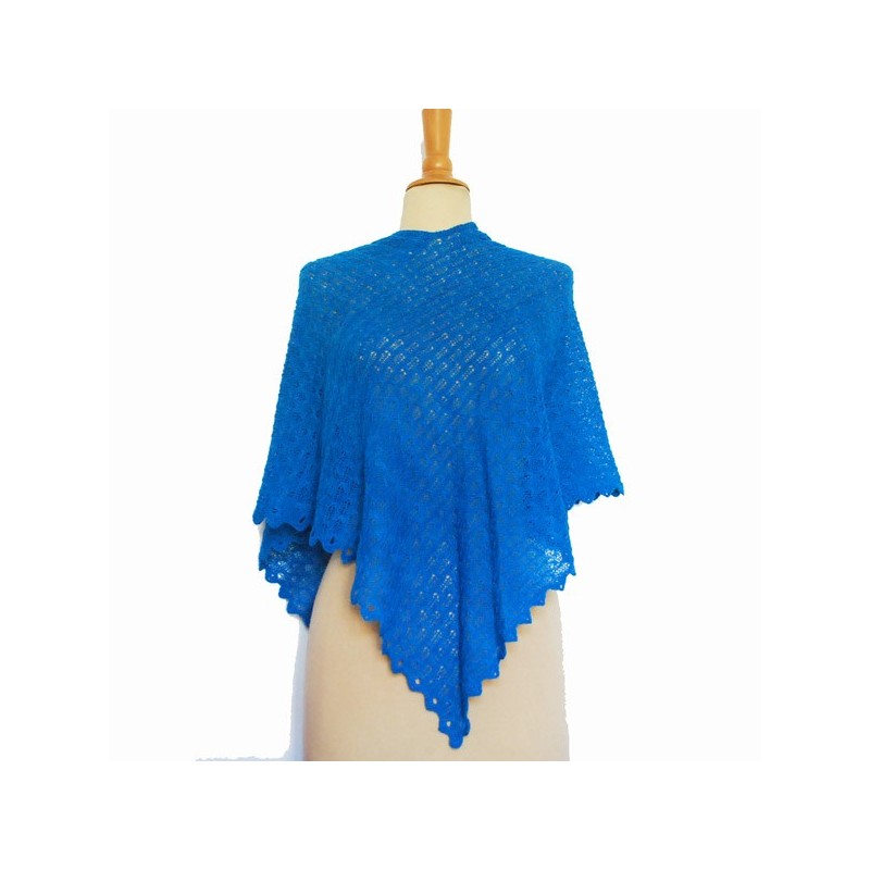 poncho en dentelle de baby alpaga HUARAZ turquoise