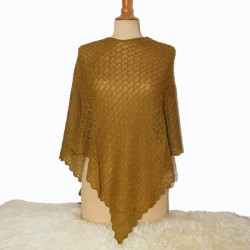 poncho en dentelle de baby alpaga HUARAZ moutarde