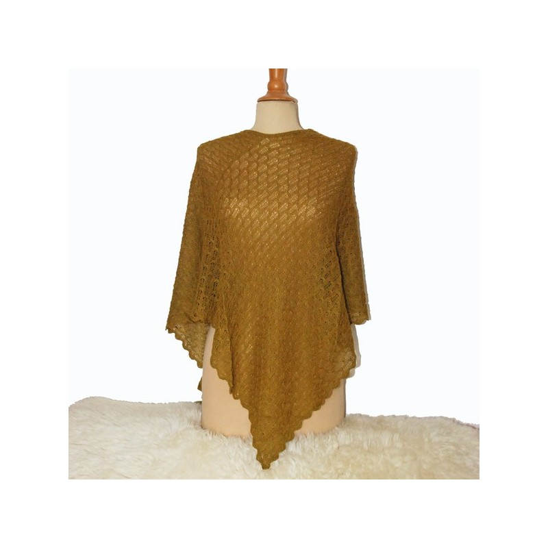 poncho en dentelle de baby alpaga HUARAZ moutarde