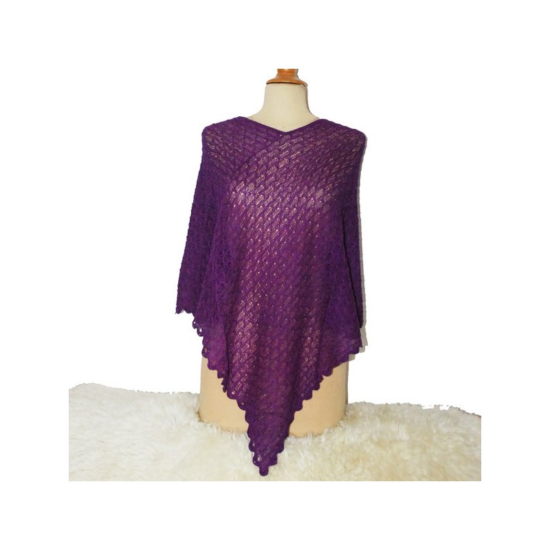 poncho en dentelle de baby alpaga HUARAZ  violet