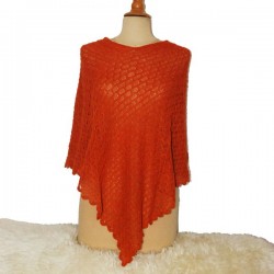 poncho en dentelle de baby alpaga HUARAZ   orange