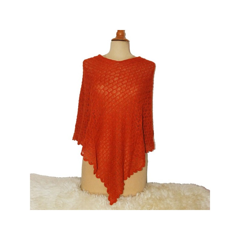 poncho en dentelle de baby alpaga HUARAZ   orange