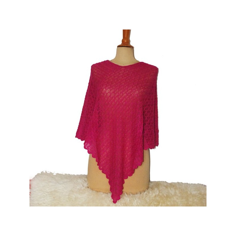 poncho en dentelle de baby alpaga HUARAZ   fushia